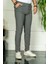 Erkek Füme Slim Fit Çizgili Kumaş Pantolon 1