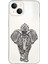 Apple iPhone 13 Mini Uyumlu Kapak Mandala Fil (Beyaz) Tasarımlı Şeffaf Silikon Kılıf 1