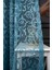 Taç Şal Desen Kullanıma Hazır 1/2 Seyrek Pile Tül Perde Tek Kanat - Turkuaz 100 x 240 cm 1
