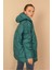 Kapitone Kumaş Fermuarlı Yaka Kısa Boy Oversize/salaş Kadın Mont-Zümrüt Yeşil 4