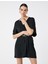 Mini Elbise Anvelop V Yaka Kısa Kollu 3