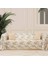 Softmicro Zikzak Desenli 180X220 cm Koltuk Örtüsü Şalı , Kanepe Örtüsü, Tv Battaniyesi Krem 1