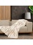 Softmicro Zikzak Desenli 180X220 cm Koltuk Örtüsü Şalı , Kanepe Örtüsü, Tv Battaniyesi Krem 2