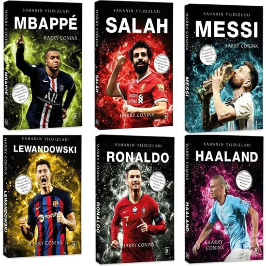 Parodi Yayınları Sahanın Yıldızları Salah Messi Ronaldo Mbappe Lewandowski Haaland Futbolcu Seti 6 Kitap Poster ve Sticker