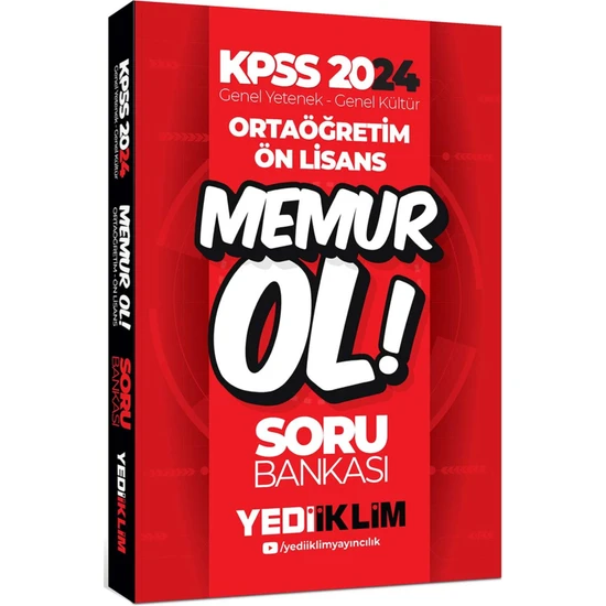 Yediiklim Yayınları 2024 KPSS Genel Yetenek Genel Kültür Ortaöğretim Ön Lisans Memur Ol Soru Bankası