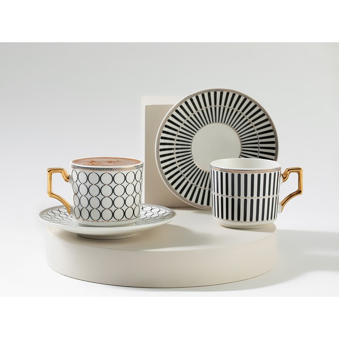 English Home Rabecca New Bone China Kahve Fincan Takımı 4 Parça 2 Kişilik Siyah