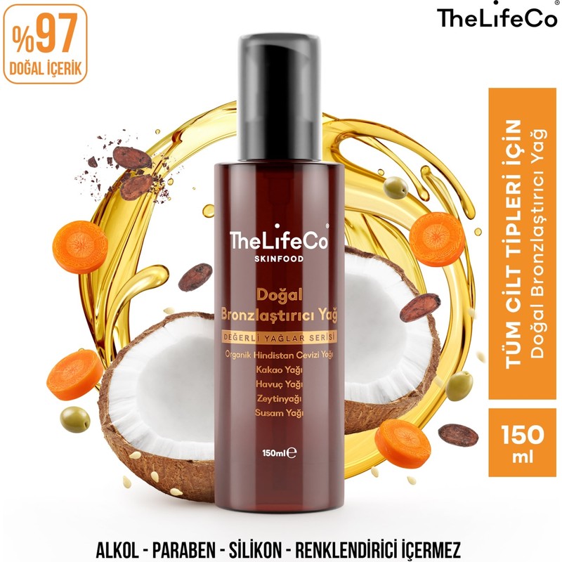 TheLifeCo Skinfood Değerli Yağlar Serisi Doğal Bronzlaştırıcı Yağ 150 ml