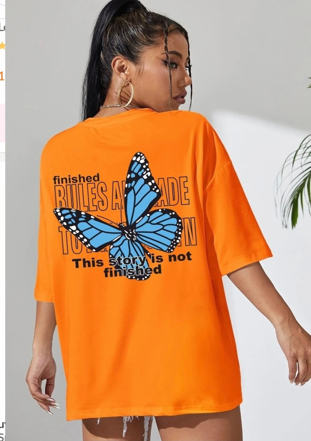 Amor Man Büyük Beden Kelebek Sırt Baskılı Pamuk Oversize Kadın T-Shirt