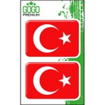 Gogomoto Türk Bayrağı 3 İkili Damla Etiket 4 x 6 cm Kırmızı Renkli Dayanıklı Malzeme ile