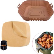 melekstore 50 Adet Tek Kullanımlık Pişirme Kağıdı Deliksiz Düz ve Kare Model Vizon Pişirme Matı 20CM