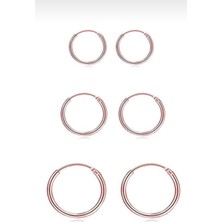 Bigakan Gümüş Halka Küpe 6 Lı Gümüş Halka Küpe 3 Çift Halka Küpe Sade Gümüş Küpe