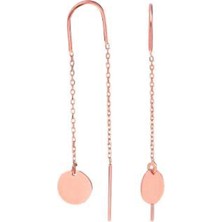 Bigakan Salantılı Küpe Pullu Zincir Küpe Gümüş Küpe Rose Kaplama