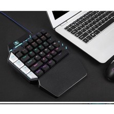 Betty Becky Mini Tek Elle Oyun Klavyesi Rgb LED Arkadan Aydınlatmalı USB Kablolu Oyun 38 Anahtar Aksesuar () (Yurt Dışından)