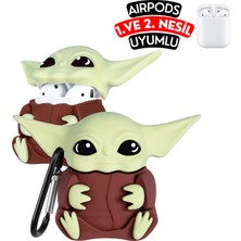 Ewec Airpods 1. ve 2. Nesil Uyumlu Baby Yoda Figürlü Sevimli Koruyucu Silikon Kılıf