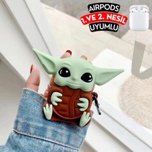 Ewec Airpods 1. ve 2. Nesil Uyumlu Baby Yoda Figürlü Sevimli Koruyucu Silikon Kılıf