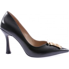 DGN 9055-23Y Kadin Sivri Burun T ve B Harf Tokali Topuklu Ayakkabi