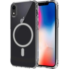 ceptecom Apple iPhone Xr 6.1 Kılıf Magsafe Şarj Özellikli Şeffaf Sert Pc Zore Embos Kapak