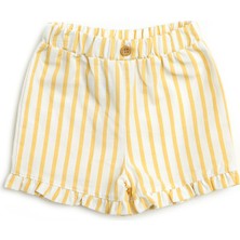 HelloBaby HelloBaby Basic Kız Bebek Sarı Çizgili Bermuda Şort Kız Bebek