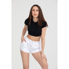 Twenty3 Kadın Beli Lastikli Basic Kısa Cepli Şort