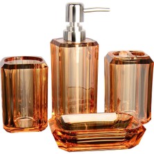 Lotin 4pcs Banyo Aksesuarları Şeffaf Akrilik Diş Fırçası Kupası Otel Açık Kahverengi (Yurt Dışından)