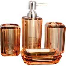 Lotin 4pcs Banyo Aksesuarları Şeffaf Akrilik Diş Fırçası Kupası Otel Açık Kahverengi (Yurt Dışından)