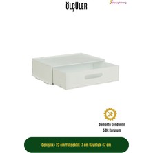 Starlightning Gizli Çekmece Organizer Masa Altı Saklama Kabı Büyük Boy Yatay Demonte Mdf Beyaz Renk