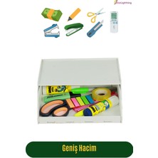 Starlightning Gizli Çekmece Organizer Masa Altı Saklama Kabı Büyük Boy Yatay Demonte Mdf Beyaz Renk