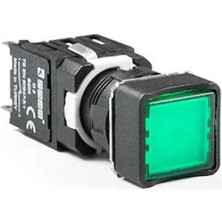 Emas D100KDY D Serisi Plastik 1no Yaylı Kare Düz Yeşil 16 mm Buton