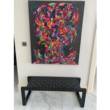 Napolyon Siyah Gerçek Deri Örme Bench