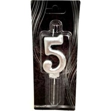5 Yaş Gümüş Rakam Mum