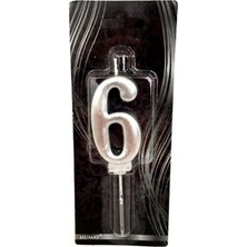 6 Yaş Gümüş Rakam Mum