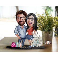 Bk Gift Kişiye Özel Sevgililer Karikatürlü 3D Ahşap Biblo, Sevgili Biblo, Ahşap Biblo, Paskalya Bayramı, Ev Dekoru