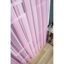 Evdepo Home Taç Pembe Düz Renk, 1/2 Seyrek Pile Tül Perde Tek Kanat - 100 x 200 cm