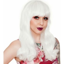 Colezium Beyaz Renk Kahküllü Dalgalı Uzun Parti Peruğu (Clz)