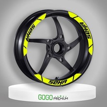 Gogomoto Kanuni Seha 150 2022 - 2023 Uyumlu Geniş Jant Şeridi Flo Sarı