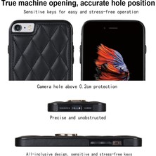 Xstep Case Xstepcase Apple iPhone Se (2020) / Se (2022) / 7/8 4.7 Inç Pu Deri + Tpu Koruyucu Kapak Baskılı Rhombus Izgara Desen Dönme Halkası Kickstand Telefon Kasası (Yurt Dışından)