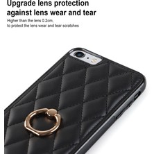 Xstep Case Xstepcase Apple iPhone Se (2020) / Se (2022) / 7/8 4.7 Inç Pu Deri + Tpu Koruyucu Kapak Baskılı Rhombus Izgara Desen Dönme Halkası Kickstand Telefon Kasası (Yurt Dışından)