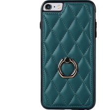 Xstep Case Xstepcase Apple iPhone Se (2020) / Se (2022) / 7/8 4.7 Inç Pu Deri + Tpu Koruyucu Kapak Baskılı Rhombus Izgara Desen Dönme Halkası Kickstand Telefon Kasası (Yurt Dışından)