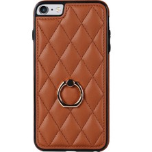 Xstep Case Xstepcase Apple iPhone Se (2020) / Se (2022) / 7/8 4.7 Inç Pu Deri + Tpu Koruyucu Kapak Baskılı Rhombus Izgara Desen Dönme Halkası Kickstand Telefon Kasası (Yurt Dışından)