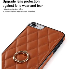 Xstep Case Xstepcase Apple iPhone Se (2020) / Se (2022) / 7/8 4.7 Inç Pu Deri + Tpu Koruyucu Kapak Baskılı Rhombus Izgara Desen Dönme Halkası Kickstand Telefon Kasası (Yurt Dışından)