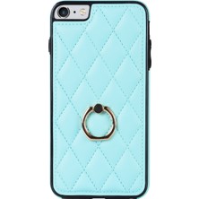 Xstep Case Xstepcase Apple iPhone Se (2020) / Se (2022) / 7/8 4.7 Inç Pu Deri + Tpu Koruyucu Kapak Baskılı Rhombus Izgara Desen Dönme Halkası Kickstand Telefon Kasası (Yurt Dışından)