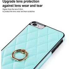 Xstep Case Xstepcase Apple iPhone Se (2020) / Se (2022) / 7/8 4.7 Inç Pu Deri + Tpu Koruyucu Kapak Baskılı Rhombus Izgara Desen Dönme Halkası Kickstand Telefon Kasası (Yurt Dışından)