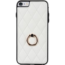 Xstep Case Xstepcase Apple iPhone Se (2020) / Se (2022) / 7/8 4.7 Inç Pu Deri + Tpu Koruyucu Kapak Baskılı Rhombus Izgara Desen Dönme Halkası Kickstand Telefon Kasası (Yurt Dışından)