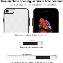 Xstep Case Xstepcase Apple iPhone Se (2020) / Se (2022) / 7/8 4.7 Inç Pu Deri + Tpu Koruyucu Kapak Baskılı Rhombus Izgara Desen Dönme Halkası Kickstand Telefon Kasası (Yurt Dışından)