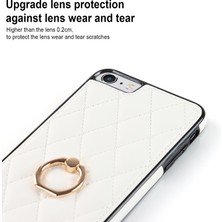 Xstep Case Xstepcase Apple iPhone Se (2020) / Se (2022) / 7/8 4.7 Inç Pu Deri + Tpu Koruyucu Kapak Baskılı Rhombus Izgara Desen Dönme Halkası Kickstand Telefon Kasası (Yurt Dışından)