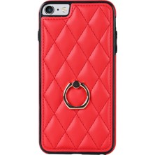 Xstep Case Xstepcase Apple iPhone Se (2020) / Se (2022) / 7/8 4.7 Inç Pu Deri + Tpu Koruyucu Kapak Baskılı Rhombus Izgara Desen Dönme Halkası Kickstand Telefon Kasası (Yurt Dışından)