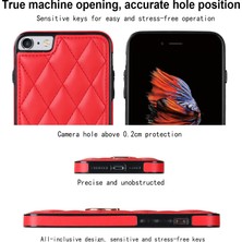 Xstep Case Xstepcase Apple iPhone Se (2020) / Se (2022) / 7/8 4.7 Inç Pu Deri + Tpu Koruyucu Kapak Baskılı Rhombus Izgara Desen Dönme Halkası Kickstand Telefon Kasası (Yurt Dışından)