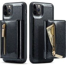 Xstep Case Xstepcase Apple iPhone 11 Pro Max Için 6.5 Inç Şok Geçirmez 2'si 1 Arada Parıltılı Manyetik Çıkarılabilir Fermuar Cep Kapağı Kickstand Pu Deri Kaplamalı Pc+Tpu Koruyucu Telefon Kasası (Yurt Dışından)