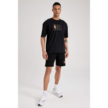 DeFactoFit NBA Wordmark Oversize Geniş Kalıp Bisiklet Yaka Sırt Baskılı Pamuklu Kısa Kollu Tişört A1890AX23SM