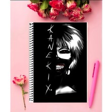 Anime And Your World Kaneki Ken (Tokyo Ghoul)  Anime Defter 1 Adet Özel Tasarım A4 Boyutu 21*29 cm Telli Kareli